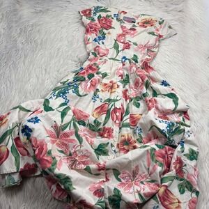 Vintage 90's Carol Anderson Floral Button Front Midi Dress 4 Cottagecore Retro